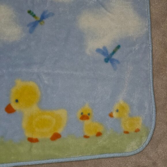 Carter's Dragonfly Duck Baby Blanket 30x45 Blue Yellow Green Acrylic Blend - Picture 4 of 9